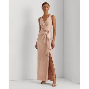 NWT Ralph Lauren Foiled Jersey Sleeveless Gown Size 14